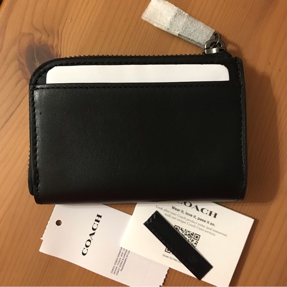 ❤️ Coach Basic L Zip Card Case Black - Picture 4 of 8